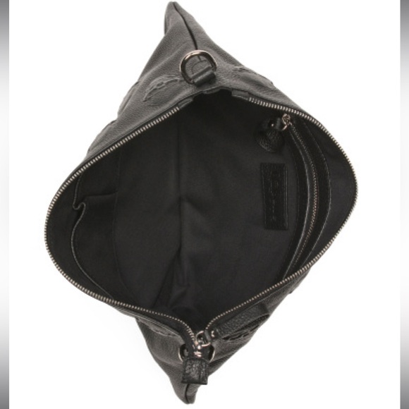 IO PELLE NWT Made In Italy Leather Skull Embossed Pouch Bag Crossbody Purse - Picture 10 of 12